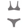 Venuja Grey Swimsuit With U-neck And All-over Stud Decorations