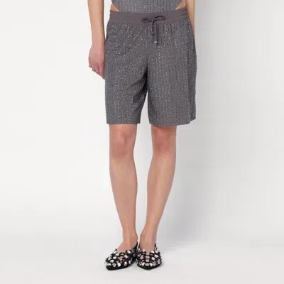 Venuja Grey Bermuda Shorts With Crystals In Gray