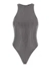 Venuja Grey One-piece Swimsuit With All-over Stud Decoration In Tech Fabric Woman
