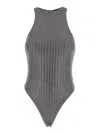 Venuja Grey One-piece Swimsuit With All-over Stud Decoration In Tech Fabric Woman In Grey