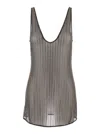 Venuja Grey Sleeveless Mini Dress With All-over Crystal Embellishments In Tech Fabric Stretch Woman