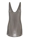Venuja Grey Sleeveless Mini Dress With All-over Crystal Embellishments In Tech Fabric Stretch Woman