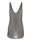 Venuja Grey Sleeveless Mini Dress With All-over Crystal Embellishments In Tech Fabric Stretch Woman In Grey