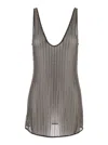 Venuja Grey Sleeveless Mini Dress With All-over Crystal Embellishments In Tech Fabric Stretch Woman In Grey