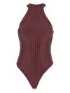 Venuja High-neck Embellished Swimsuit In Burgundy