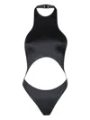 Venuja Black High Cut Racerback One-piece With Cut-out On The Front