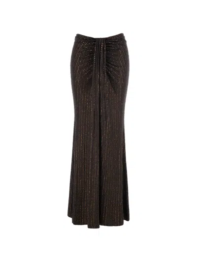 Venuja Malibu Crystal-embellished Draped Maxi Skirt In 브라운