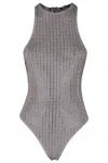 Venuja Grey One-piece Swimsuit With All-over Stud Decoration In Tech Fabric Woman