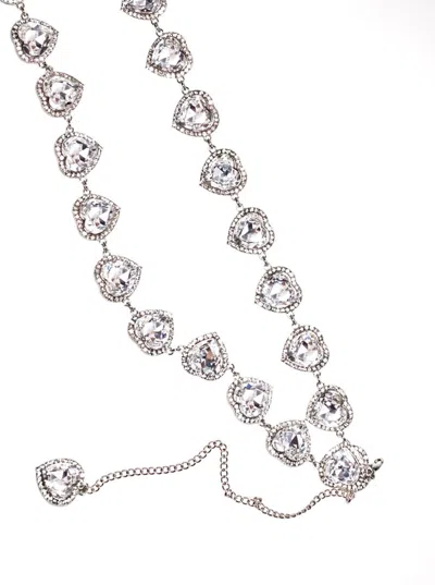 Venuja Metallic Rhinestoned Body Chain With Heart Shaped Pendant In Glass And Copper Woman