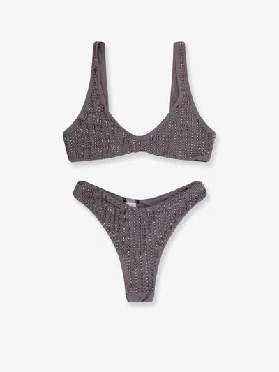 Venuja Nylon Bikini With All-over Rhinestones In Purple