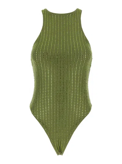 Venuja One-piece Swimsuit With Racerback And Striped Sequin Detail In Green