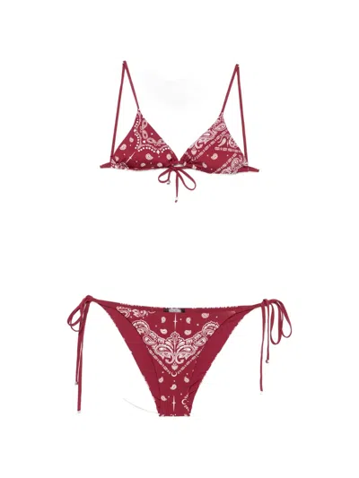 Venuja Paisley-print Triangle Bikini In Burgundy