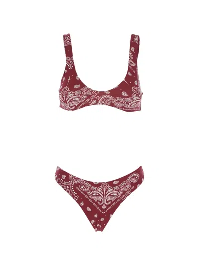 Venuja Paisley-print Crystal-embellished Bikini In Burgundy