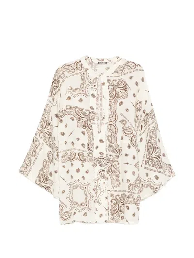 Venuja Paisley-print Cut-out Mini Dress In Neutral