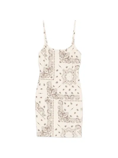 Venuja Paisley-print Rhinestone-embellished Mini Dress In Brown