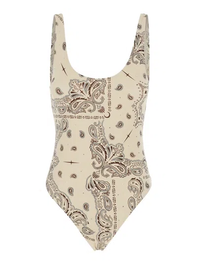 Venuja Paisley-printed Tech Stretch One-piece Swimsuit In Brown