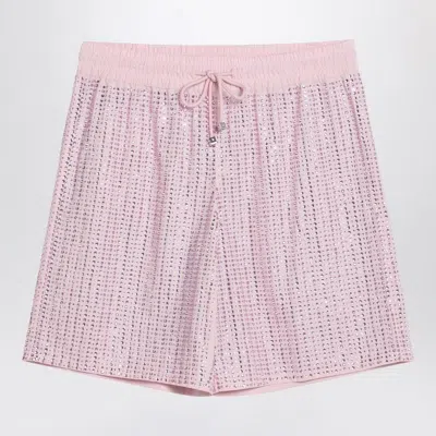 VENUJA VENUJA  PINK BERMUDA SHORTS WITH CRYSTALS