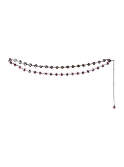 Venuja Pink Rhinestoned Body Chain With Pendant In Glass And Copper Woman