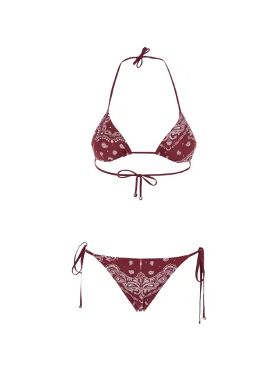 Venuja Printed Embellished Bikini In Red