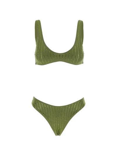 Venuja Rhinestone-embellished Bikini In Green