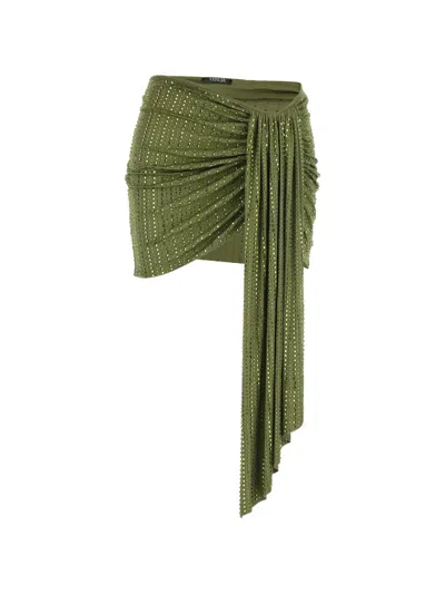Venuja Rhinestone-embellished Skirt In Green