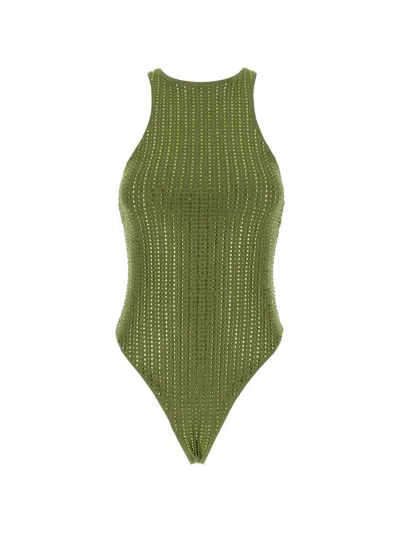Venuja Rhinestone-embellished Swimsuit In Green