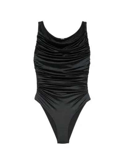 Venuja Ruched Scoop-neck Swimsuit In Black