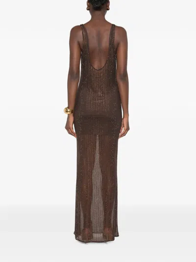 Venuja Sequin-embellished Scoop-neck Maxi Dress In Brown