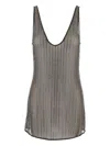 Venuja Grey Sleeveless Mini Dress With All-over Crystal Embellishments In Tech Fabric Stretch Woman In Grey