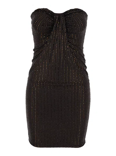 Venuja Sweetheart Neckline All-over Sequin Tech Fabric Mini Dress In Brown