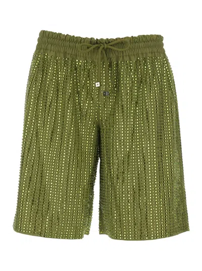 Venuja Tech Fabric Swim Shorts With Elastic Waist And Drawstring In Green
