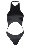 Venuja Black High Cut Racerback One-piece With Cut-out On The Front