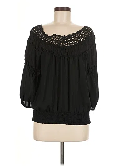 Pre-owned Venus 3/4 Sleeve Blouse In Black