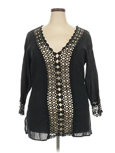 Pre-owned Venus 3/4 Sleeve Blouse In Black