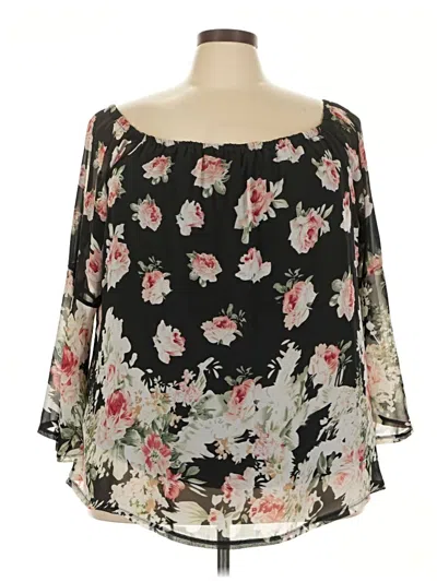 Pre-owned Venus 3/4 Sleeve Blouse In Black