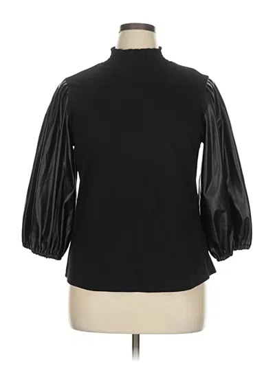 Pre-owned Venus 3/4 Sleeve Top Black Mock Neckline Tops
