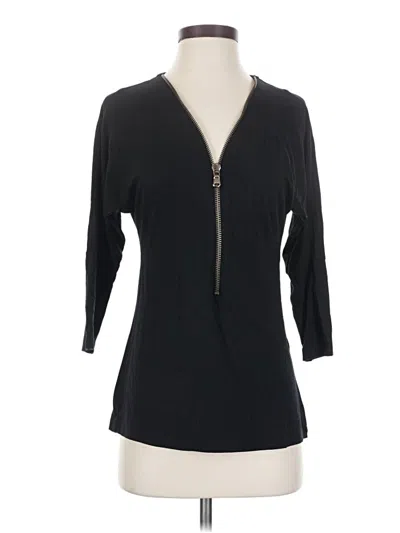 Pre-owned Venus 3/4 Sleeve Top Black Plunge Neckline Tops