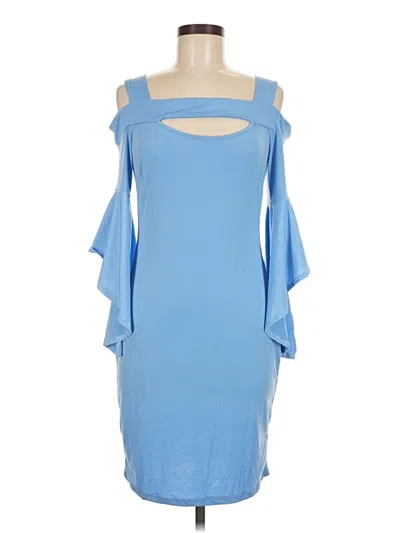 Pre-owned Venus 3/4 Sleeve Top Blue Cold Shoulder Neckline Tops