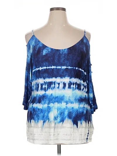 Pre-owned Venus 3/4 Sleeve Top Blue Cold Shoulder Neckline Tops