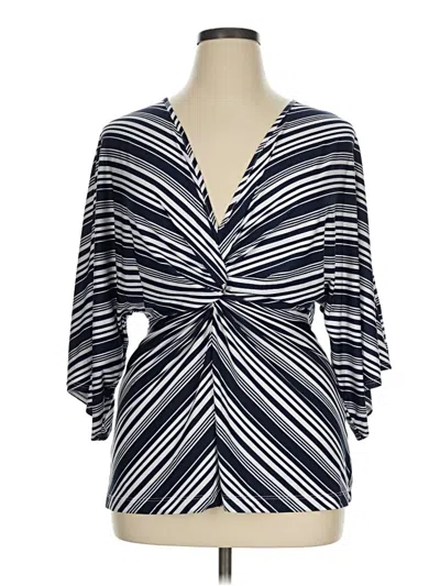Pre-owned Venus 3/4 Sleeve Top Blue Plunge Neckline Tops