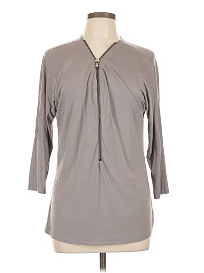 Pre-owned Venus 3/4 Sleeve Top Gray Keyhole Neckline Tops