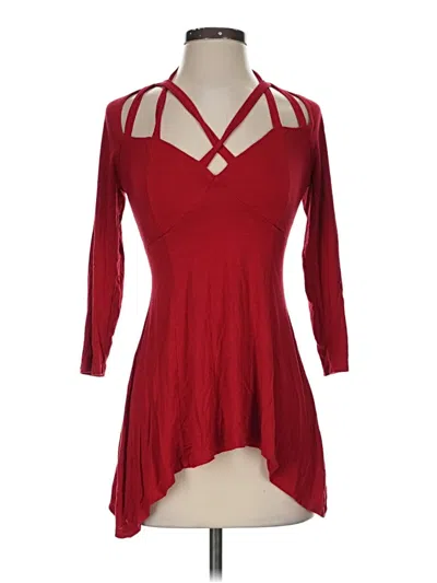 Pre-owned Venus 3/4 Sleeve Top Red Keyhole Neckline Tops