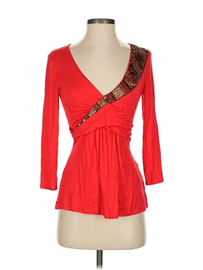 Pre-owned Venus 3/4 Sleeve Top Red Sweetheart Neckline Tops