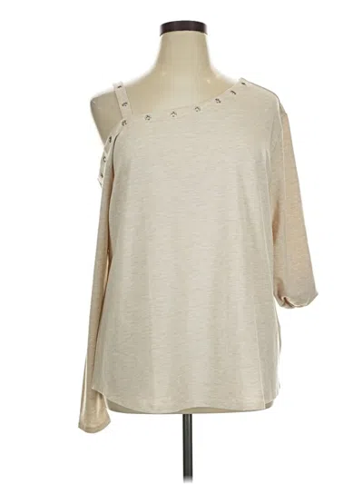 Pre-owned Venus 3/4 Sleeve Top Tan One Shoulder Neckline Tops