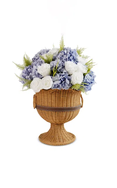Venus Et Fleur Athena Heirloom Wicker Pedestal Vase W/ Mixed Eternity® Roses & Hydrangeas