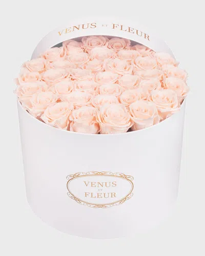 Venus Et Fleur Classic Large Round Rose Box In Blush