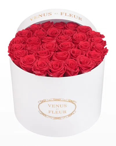 Venus Et Fleur Classic Large Round Rose Box In Red