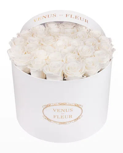 Venus Et Fleur Classic Large Round Rose Box In White