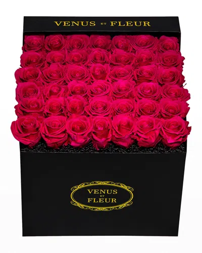 Venus Et Fleur Classic Large Square Rose Box In Pink