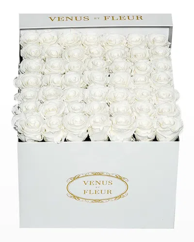 Venus Et Fleur Classic Large Square Rose Box In White
